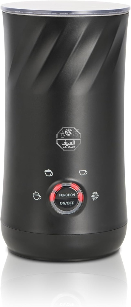 صانعة رغوة الحليب بسعة 300 مل، 500 واط، تحتوي على 4 وظائف مختلفة متعددة الالوان - اسود