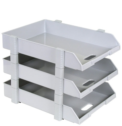 Elson - Office Paper Basket, Set of 3 Shelves - Gray