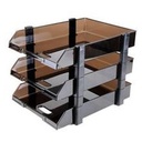 Elson - Office Paper Basket, Set of 3 Shelves - Transparent Brown Color