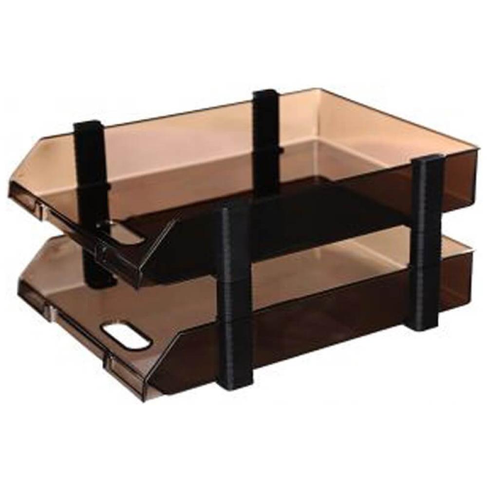 Elson - Office Paper Basket, Set of 2 Shelves - Transparent Brown Color