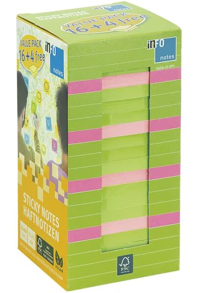 انفو نوت - ورق ملاحظات ملون حزمة التوفير 75*75 ملم 1600 ورقة 