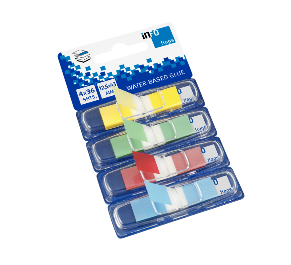 انفو نوت - فواصل لاصقة 4 ألوان مقاس 12.5*43 ملم  تعليقة 