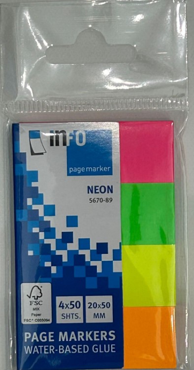 Info Note - page dividers, 4 dark colors, 20*50 mm, 50 hanging sheets