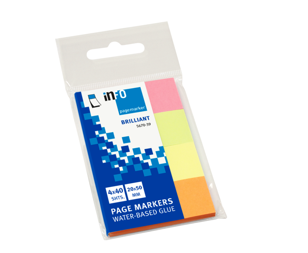 Info Note - page dividers, 4 light colors, 20*50 mm, 40 hanging sheets