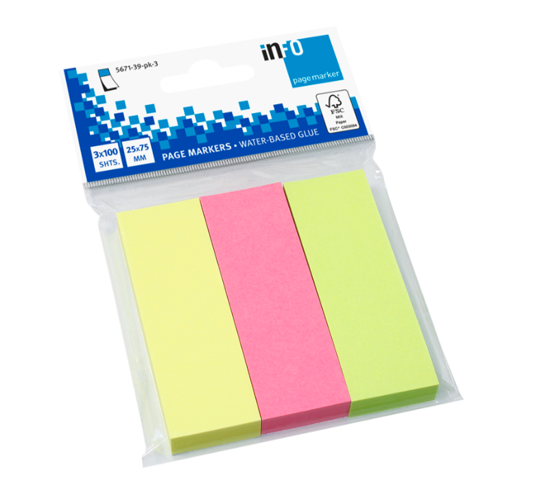 Info Note - page dividers, 3 colors, 25*75 mm, 100 hanging sheets