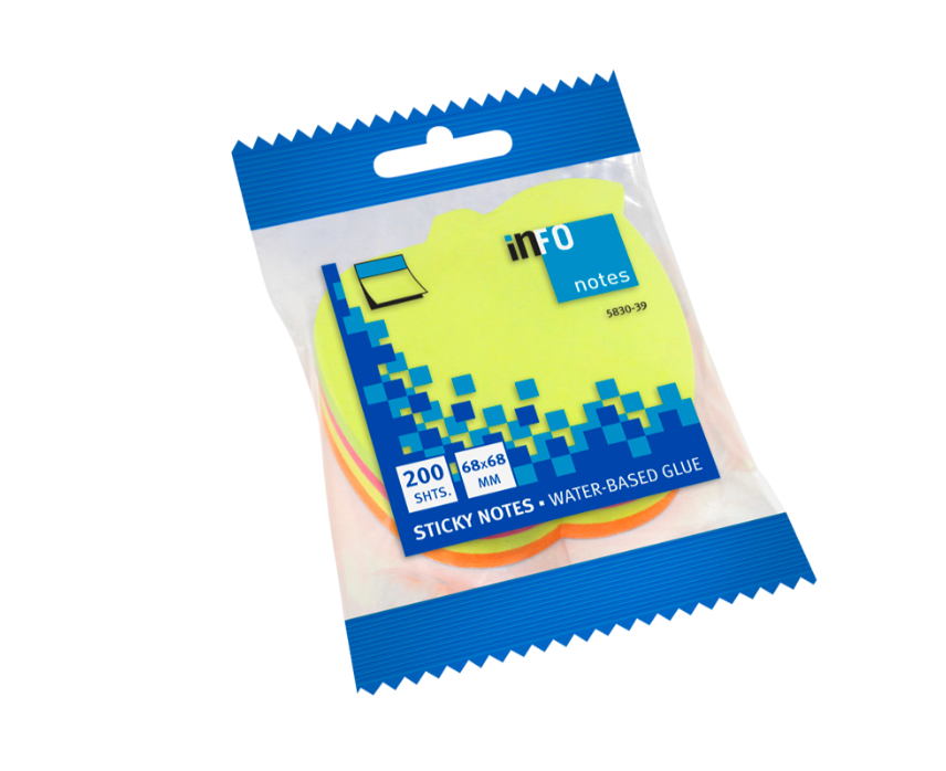Info Note - colorful apple-shaped sticky notes, 200 sheets, 68*68 mm - pendant