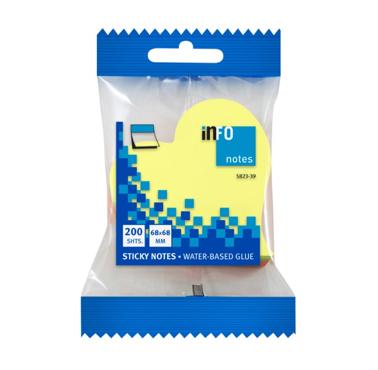 Info Note - colorful heart-shaped sticky notes, 200 sheets, 68 * 68 mm - pendant