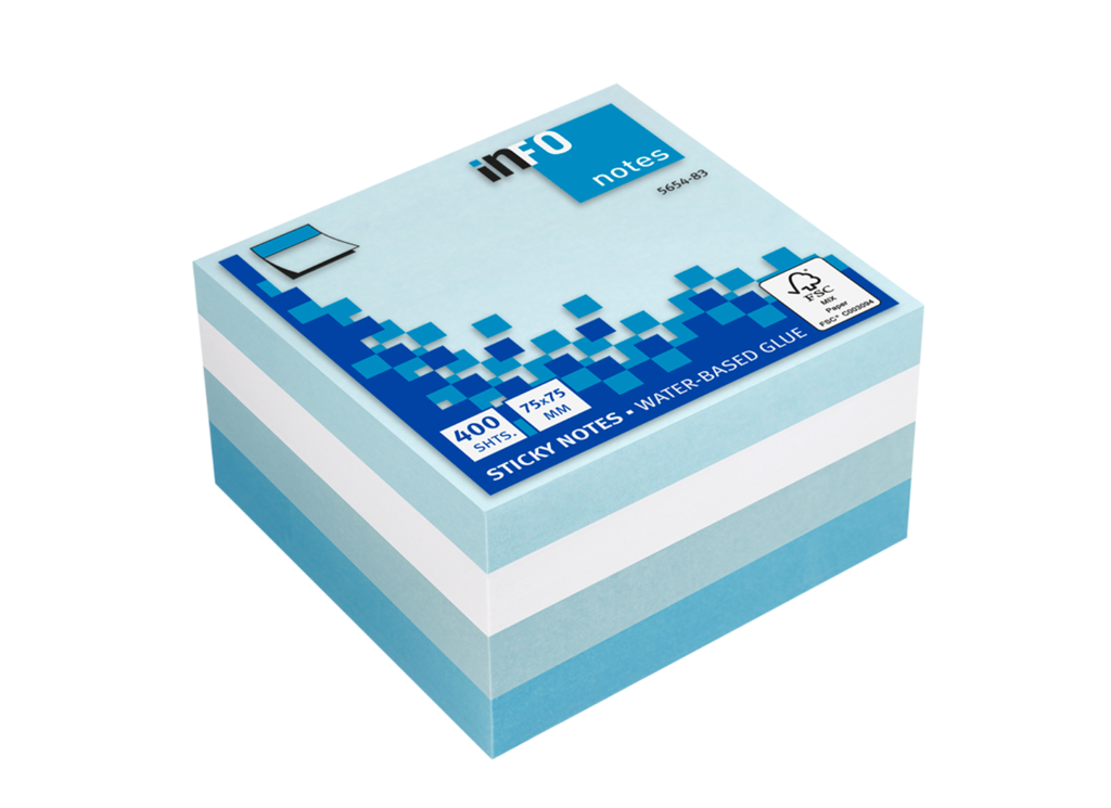 Info Note - sticky notes, ice color, 400 sheets, 75 * 75 mm