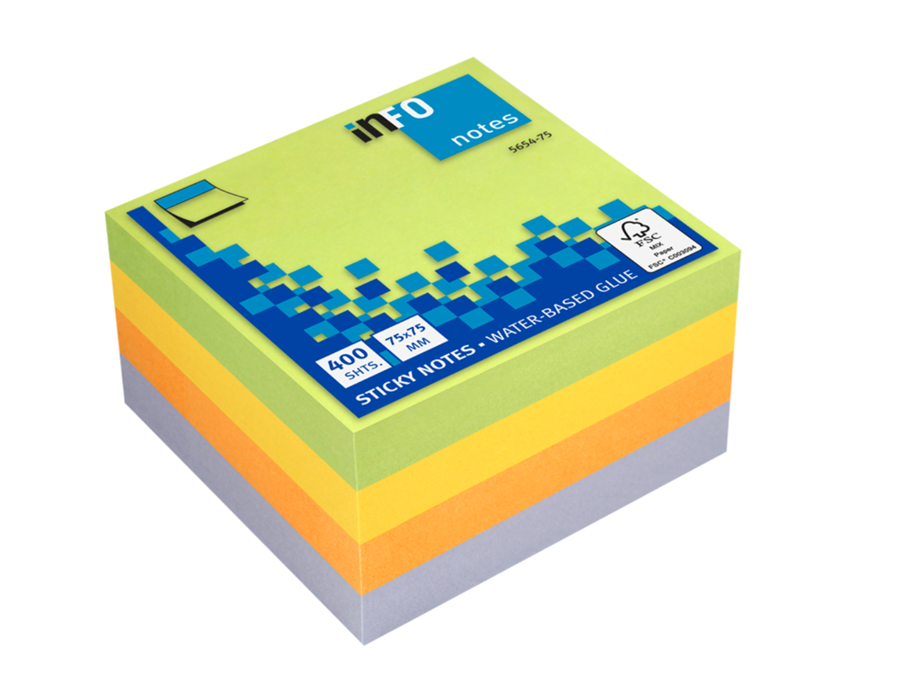 Info Note - sticky notes, spring color, 400 sheets, 75 * 75 mm
