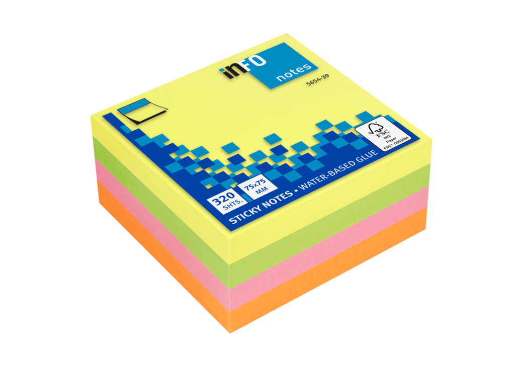 Info Note - colorful sticky notes, 320 sheets, 75 * 75 mm