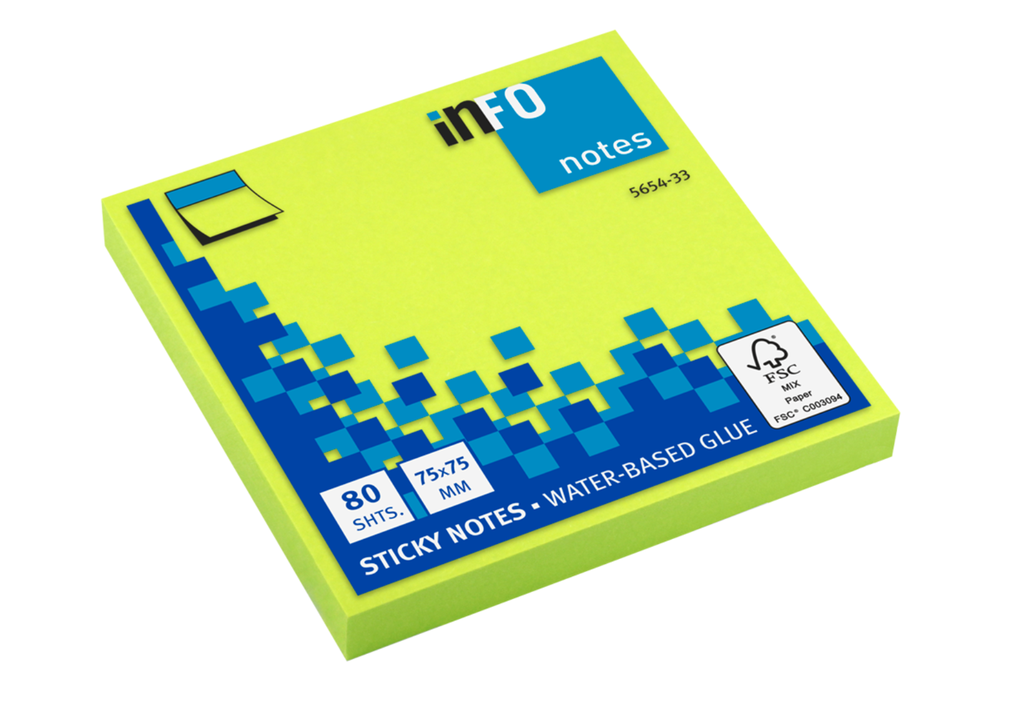 Info Note - sticky notes - 75*75 mm, 80 sheets - green
