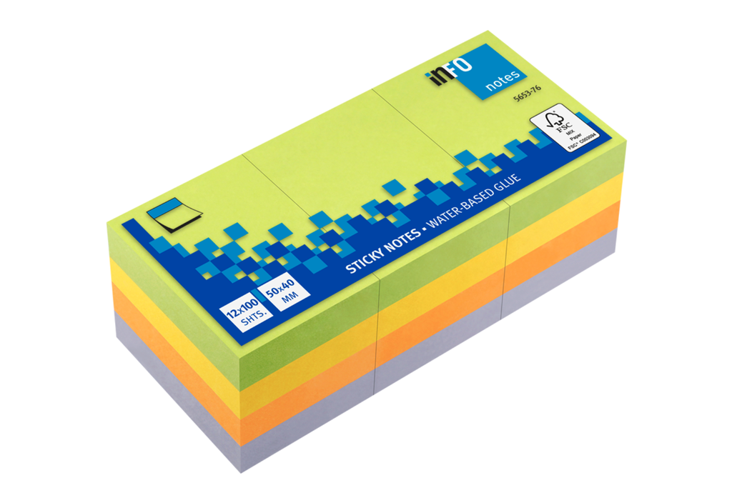 Info Note - Sticky Notes Paper - Colored, 3 pieces, 40 * 50 ml, 100 sheets