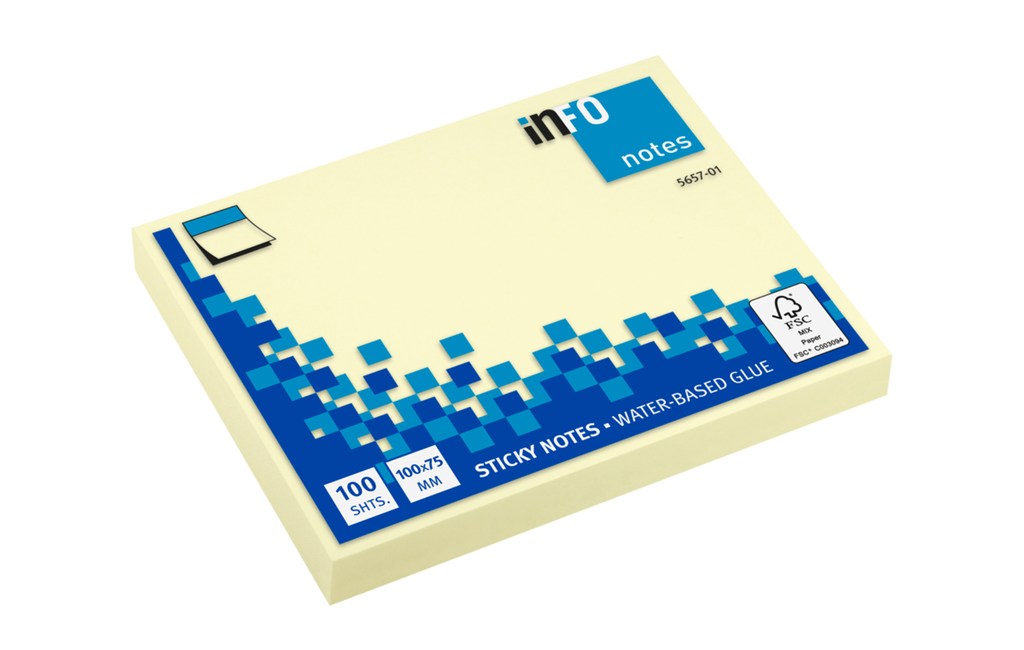 Info Note - Sticky Notes - Yellow - 75*100 mm, 100 sheets