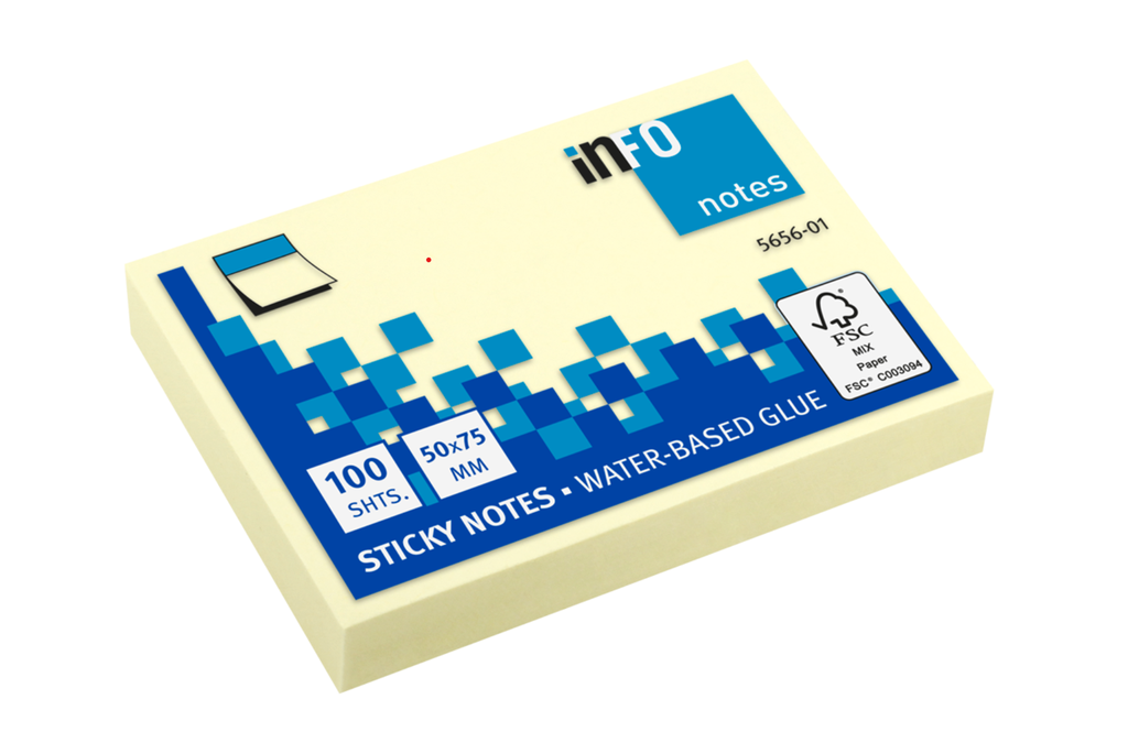 Info Note - Sticky Notes - Plain Yellow - 50*75 mm 100 Sheets