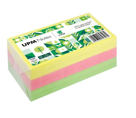 UPM NOTES - ورق ملاحظات لاصق  ملون (متألق) 75 *125ملم  ( صديق البيئة )  - 600 ورقة