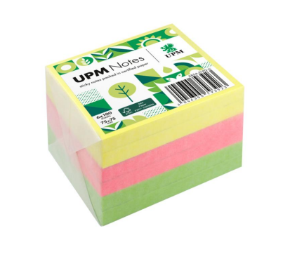 UPM NOTES - ورق ملاحظات لاصق  ملون (متألق) 75 *75ملم  ( صديق البيئة )  - 600 ورقة