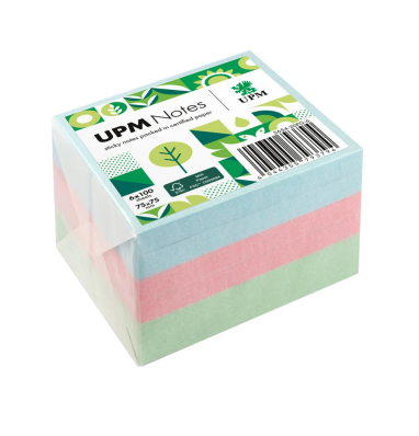 UPM NOTES - ورق ملاحظات لاصق  ملون باستيل 75 *75 ملم  ( صديق البيئة )  - 600 ورقة