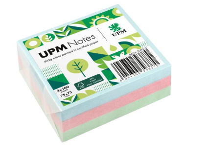UPM NOTES - ورق ملاحظات لاصق  ملون باستيل 75 *75 ملم  ( صديق البيئة )  - 300 ورقة