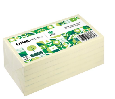 UPM NOTES - ورق ملاحظات لاصق  أصفر باستيل 75 *125ملم  ( صديق البيئة )  - 600 ورقة