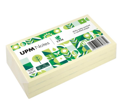 UPM NOTES - ورق ملاحظات لاصق  أصفر باستيل 75 *125ملم  ( صديق البيئة )  - 300 ورقة