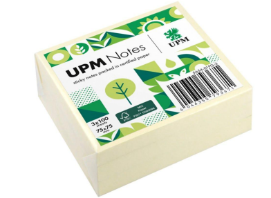 UPM NOTES - Pastel yellow sticky notes 75 * 75 mm (environmentally friendly) - 300 sheets
