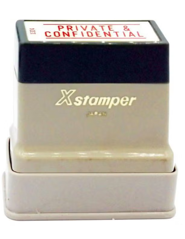 X-Stamper - Inked stamp with the words "Private and Confidential"