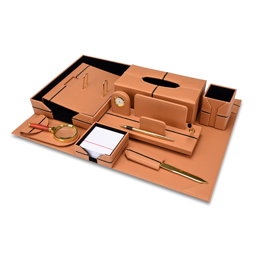 Sub - 10-piece leather desk set