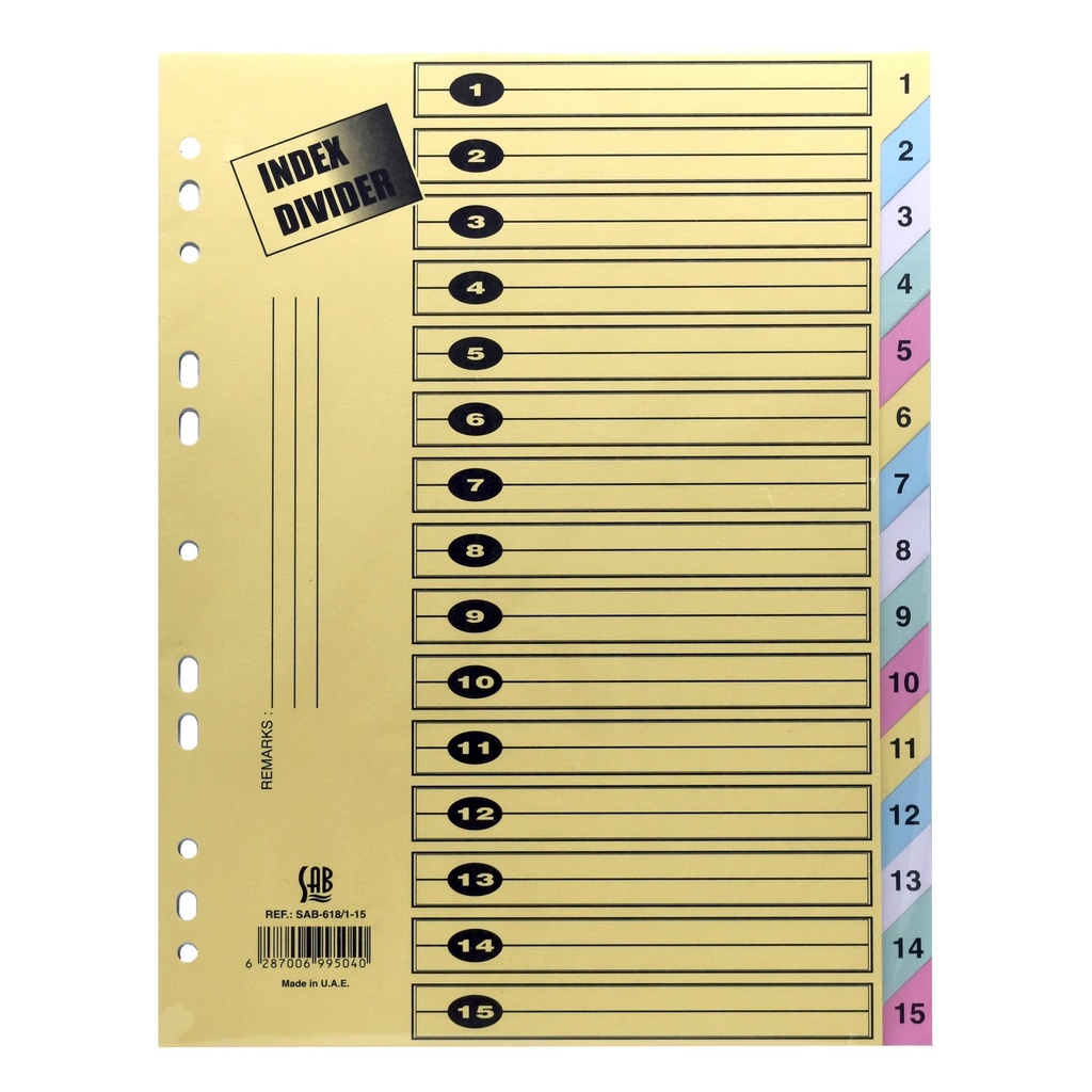 SAP - Colored cardboard file dividers - A4 size - 15 colours