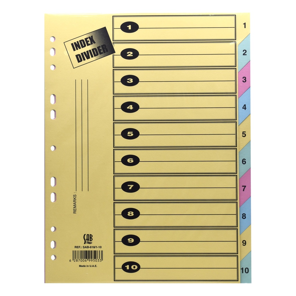 SAP - Colored cardboard file dividers - A4 size - 10 colors