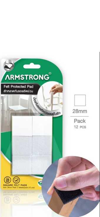 Armstrong Felt Furniture Protective Pads 28mm 12pcs - White