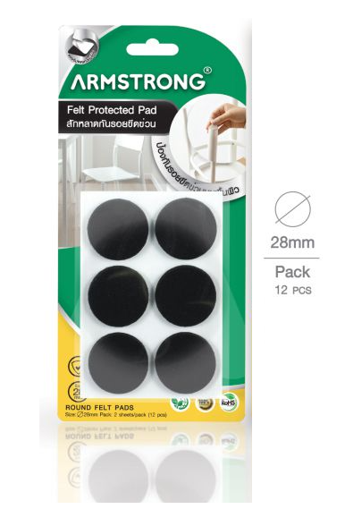 Armstrong 12 Pieces 28mm Round Furniture Protective Strips - Black