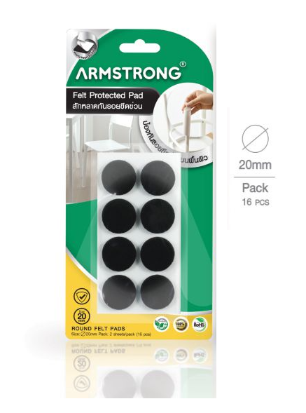Armstrong Furniture Protective Strips 16 Pieces 20mm Round - Black