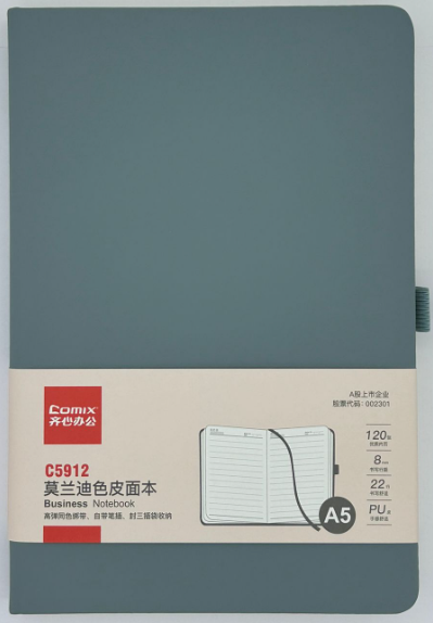 Comex - hardcover notebook with pen holder, 120 sheets - A5 size - turquoise color