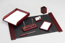 7-piece desk set with dark red single basket - black base
