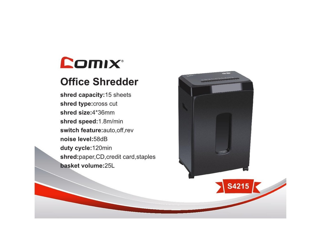 Comex Electric Paper Shredder 15 Sheets - 25 Liter