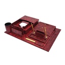 Sub - 8-piece leather desk set - red