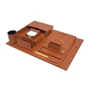 Sub - 8-piece leather desk set - light brown color