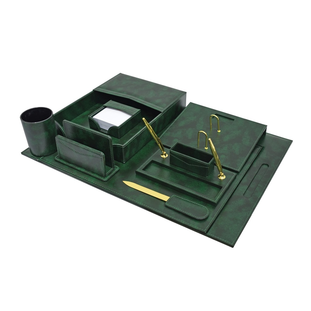 Sub - Leather desk set 8 pieces - green