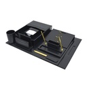 Sub - 8-piece leather desk set - black
