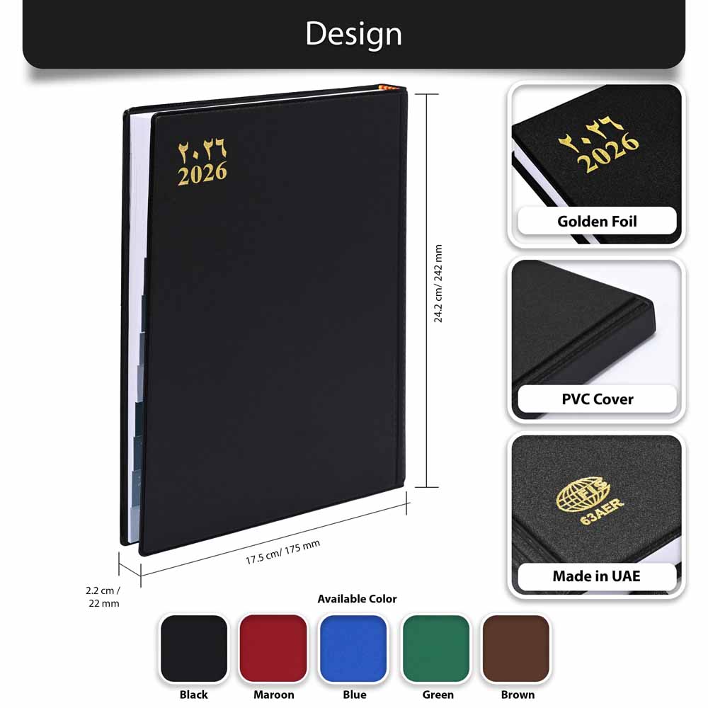 Agenda 2026 Arabic runway, colors according to availability