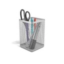Sub - rectangular mesh pen holder - silver color