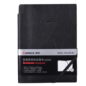 Comex - Business notebook, 98 sheets of yellow lined paper, A5 size - black color
