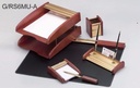 Kong Ping - 6-piece desk set - 2 baskets - gold - base color is black