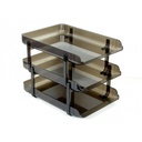 Elson - Office Paper Basket, Set of 3 Shelves - Transparent Brown Color
