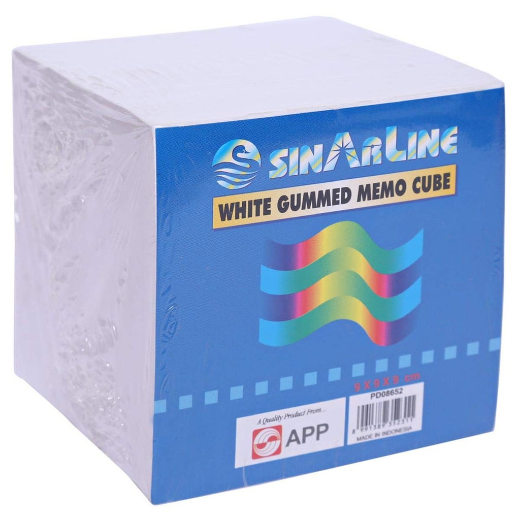 Sinar Line - attractive note paper, size 9x9x9 cm - pack of 870 sheets - white