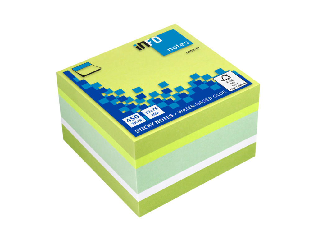 Info Note - square colored sticky notes - 75 * 75 mm - 450 sheets