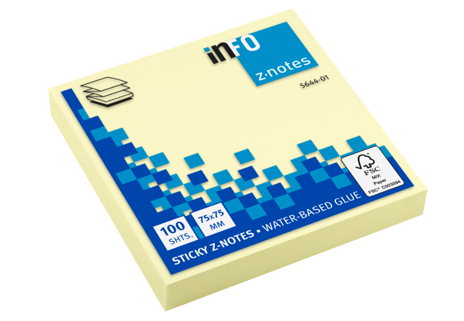 Info Note - yellow sticky notes, 75 * 75 mm - 100 sheets