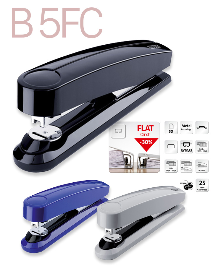 Novus - Harmony B5FC Stapler, 50 Sheets Capacity (Black - Gray - Blue)