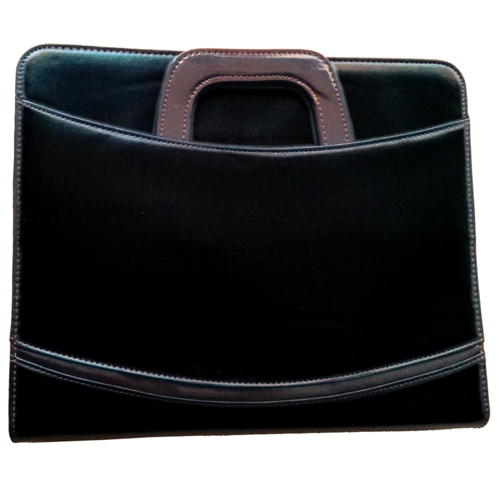 SAB - Handbag with a zipper and handle with iron and two rings - black/brown