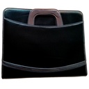 SAB - Handbag with a zipper and handle with iron and two rings - black/brown